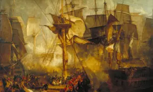 Kaos och dramatik till sjöss under slaget vid Trafalgar. Segel, master och soldater i strid.