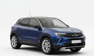 Niebieski Opel Mokka na białym tle. Sprawdź aktualną opel mokka cena i wybierz swój wymarzony samochód.