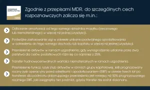 Zgodnie z przepisami MDR, do szczególnych cech rozpoznawczych zalicza się m.in.: odliczanie amortyzacji, podwójne zastosowanie ulgi, transfer aktywów i wartości niematerialnych.