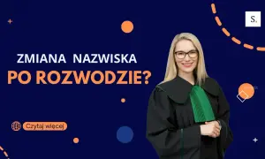 Prawniczka w todze z zieloną żabotą wyjaśnia kwestię zmiany nazwiska po rozwodzie. Czytaj więcej.