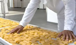 Mani che controllano paccheri freschi, pronti per le migliori cavedano ricette.