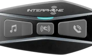 Interkom motocyklowy Interphone z przyciskami muzyki, interkomu i telefonu.