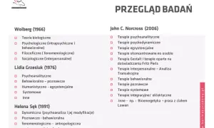Przegląd badań: różne nurty psychoterapii według Wolberga, Grzesiuk i Norcrossa.