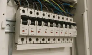 Panel z bezpiecznikami, w tym B16. Dowiedz się, jak podłączyć bezpiecznik B16, aby zapewnić bezpieczeństwo instalacji elektrycznej.