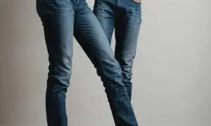 Dwie osoby w dżinsach. Czy jeans się rozciąga? Te spodnie wyglądają na wygodne i elastyczne, idealne do codziennych aktywności.