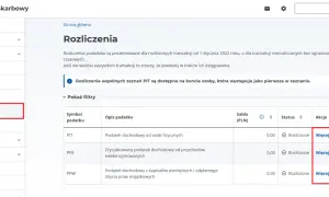 Na stronie e-Urzędu Skarbowego widzisz sekcję "Rozliczenia", gdzie znajdują się podatki PIT, PPE i PPW. Kliknij "Więcej", by dowiedzieć się, pit 4r co to jest.