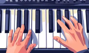 Dłonie na klawiszach organów, ilustracja pokazująca, jak grać na organach.