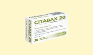 Opakowanie leku **Citabax** 20 mg, zawierające 28 tabletek powlekanych.