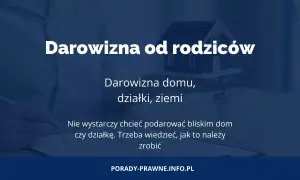 Miniaturka z tekstem "Darowizna od rodziców" i modelem domu z kluczami.