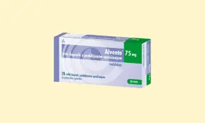 Opakowanie leku Alventa 75 mg, zawierające 28 kapsułek o przedłużonym uwalnianiu.