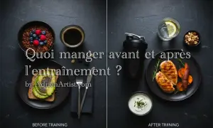 Avant l'entraînement : porridge aux fruits et café. Après : poulet grillé, patates douces et yaourt. Une collation sport idéale.