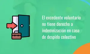 Icono de puerta abierta con maletín y flecha roja. El excedente voluntario no tiene derecho a indemnización en caso de despido colectivo.