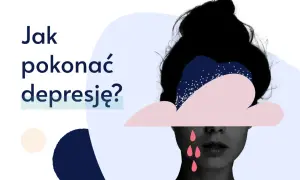 Jak pokonać depresję? Kobieta z chmurą nad głową i łzami symbolizującymi smutek.