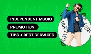 Learn how to promote your music independently with tips and best services. A happy musician with headphones and sunglasses celebrates success.