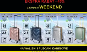 Różne walizki kabinowe idealne na bagaż podręczny Ryanair. Promocja z kodem WEEKEND.