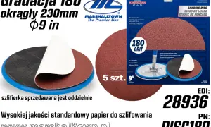 Papier ścierny Marshalltown 180 Grit, 230mm, idealny do szlifowania tynku gipsowego. Opakowanie 5 szt.