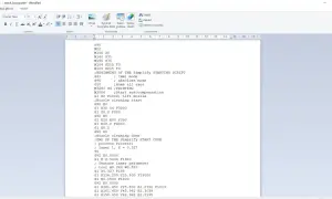 Fragment kodu G-code, zawierający instrukcje dla drukarki 3D, w tym komendy G i M, parametry ruchu oraz ustawienia.