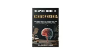 Okładka książki "Complete Guide to Schizophrenia" z ilustracją mózgu. Pozycja ta stanowi kompleksowe źródło wiedzy o schizofrenii.