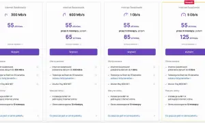 Pakiety internetowe i telewizyjne od telewizja max play: światłowód 300 Mb/s, 600 Mb/s, 1 Gb/s i 5 Gb/s.