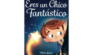 Portada de libros para niños de 7 años: un niño mira una estrella fugaz en un cielo nocturno estrellado.