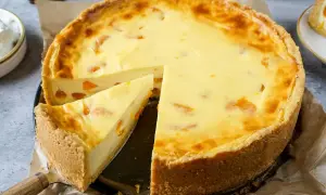 Ein saftiger Mandarinen Schmand Kuchen mit einem knusprigen Boden und fruchtigen Mandarinenstücken.