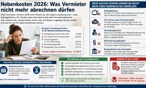 Frau prüft Nebenkostenabrechnung. Unzulässige Posten wie Kabelgebühren oder Verwaltungskosten dürfen nicht mehr abgerechnet werden. Holen Sie sich Ihr Geld zurück!