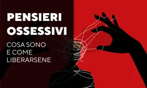 Mani nere controllano fili bianchi che avvolgono la testa di una figura, simboleggiando pensieri ossessivi dopo un trauma.