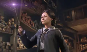 Dziewczyna z różdżką w sklepie z różdżkami, inspiracja do gry Hogwarts Legacy poradnik.
