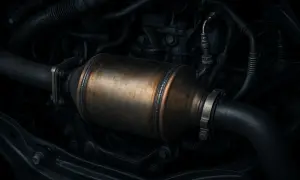 Bilens avgassystem med en katalysator. Tänk på att en dpf delete kan leda till problem vid besiktning.