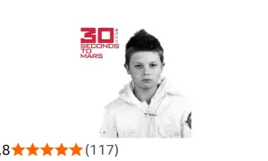 Okładka albumu "30 Seconds to Mars" z młodym chłopcem w białej kurtce. Wspaniałe utwory!