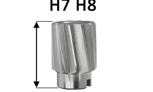 Metalowe narzędzie z rowkami, jeden z rodzajów rozwiertaków, z oznaczeniem H7 H8.