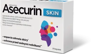 Asecurin Skin to suplement diety wspierający zdrowie skóry i chroniący przed wolnymi rodnikami.