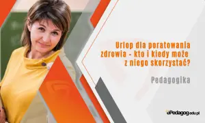 Nauczycielka z uśmiechem, trzymająca książki. Temat: urlop dla poratowania zdrowia - kto i kiedy może z niego skorzystać? Pedagogika.