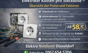 Elektriker Kosten pro Steckdose: Übersicht über Arbeitszeit, Materialkosten und Installationsaufwand. Steckdosen einbauen ab 58€.