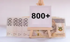 Na sztaludze napis "800+". W tle banknoty 200 zł. Program 800 plus do jakiego wieku?