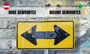 Verlaat oude gewoontes, omarm nieuwe. Hoe lang duurt het voordat iets een gewoonte is? De pijl wijst de weg.