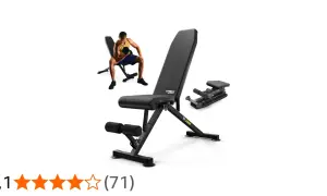 Verstellbare Hantelbank von T-Rex Sport für effektives Krafttraining. Ein Mann trainiert mit Hanteln.