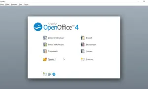 Ekran startowy Apache OpenOffice 4, darmowego pakietu biurowego. Wybierz Dokument tekstowy, Arkusz kalkulacyjny, Prezentację lub inne moduły.