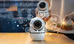 Caméras intelligentes connectées, illustrant le fonctionnement d'une caméra de surveillance et de la domotique.