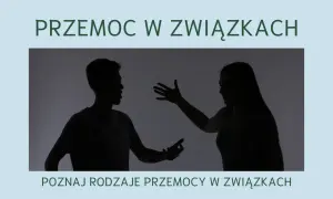 Sylwetki pary w konflikcie, kobieta unosi dłoń, mężczyzna wskazuje palcem. Temat: obwinianie w związku.