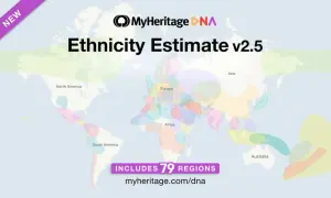 Carte du monde avec estimations ethniques MyHeritage DNA v2.5, incluant 79 régions. Découvrez vos origines.