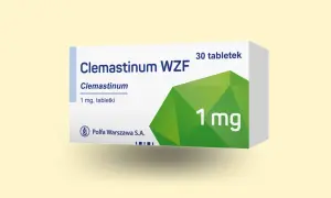 Opakowanie leku Clemastinum WZF, 30 tabletek po 1 mg. Producent Polfa Warszawa S.A.