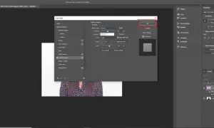 Finestra "Stile livello" con "Sfumatura Photoshop" attiva, impostazioni di sfumatura visibili e pulsante "OK" evidenziato.