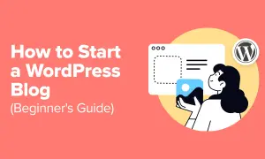 Guida per iniziare un blog con WordPress. Illustrazione di una persona che crea contenuti per il suo blog.