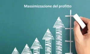 Grafico con frecce in crescita e la scritta "Massimizzazione del profitto". Ideale per chi vuole vendere locale commerciale e aumentare i guadagni.