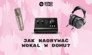 Profesjonalny mikrofon, interfejs audio i słuchawki do nagrywania wokalu w domu.