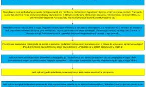 Schemat procedury nakładania kary porządkowej na pracownika. Pracodawca wysłuchuje pracownika, może nałożyć karę w ciągu 2 tygodni.
