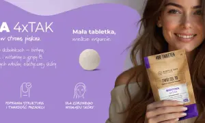 Biotyna 4xTak tabletki wspierają wzrost włosów, elastyczność skóry i mocne paznokcie. Mała tabletka, wielkie wsparcie dla piękna.