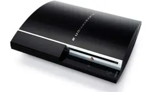 Konsola PlayStation 3 na białym tle.