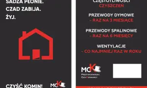 Przegląd przewodów kominowych: dymowe co 3 miesiące, spalinowe co 6 miesięcy, wentylacje raz w roku. Dbaj o bezpieczeństwo!